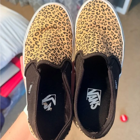 Vans Tan Leopard Slip-On Sneakers - Picture 1 of 3
